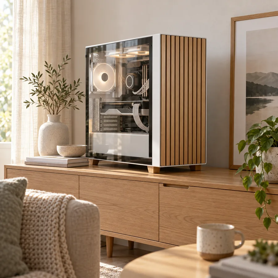 Fractal Design North – Case ATX mid-tower, frontale in legno, bianco